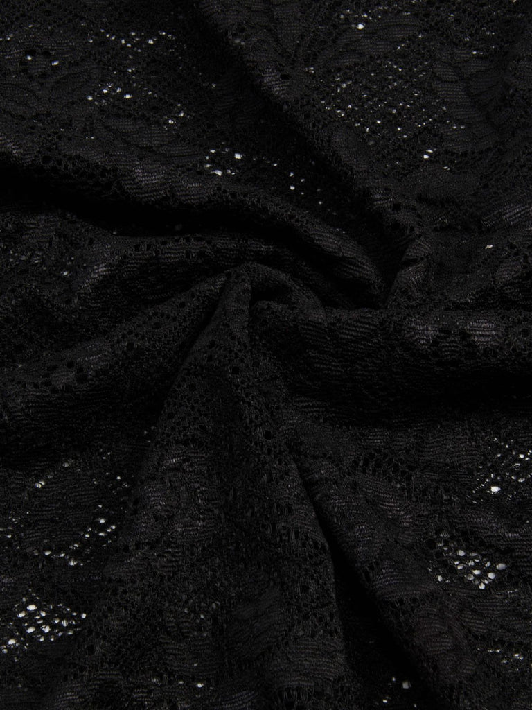 Black 1980s V-Neck Floral Lace Hooded Dress — the kind of 1980s dress that makes strangers smile