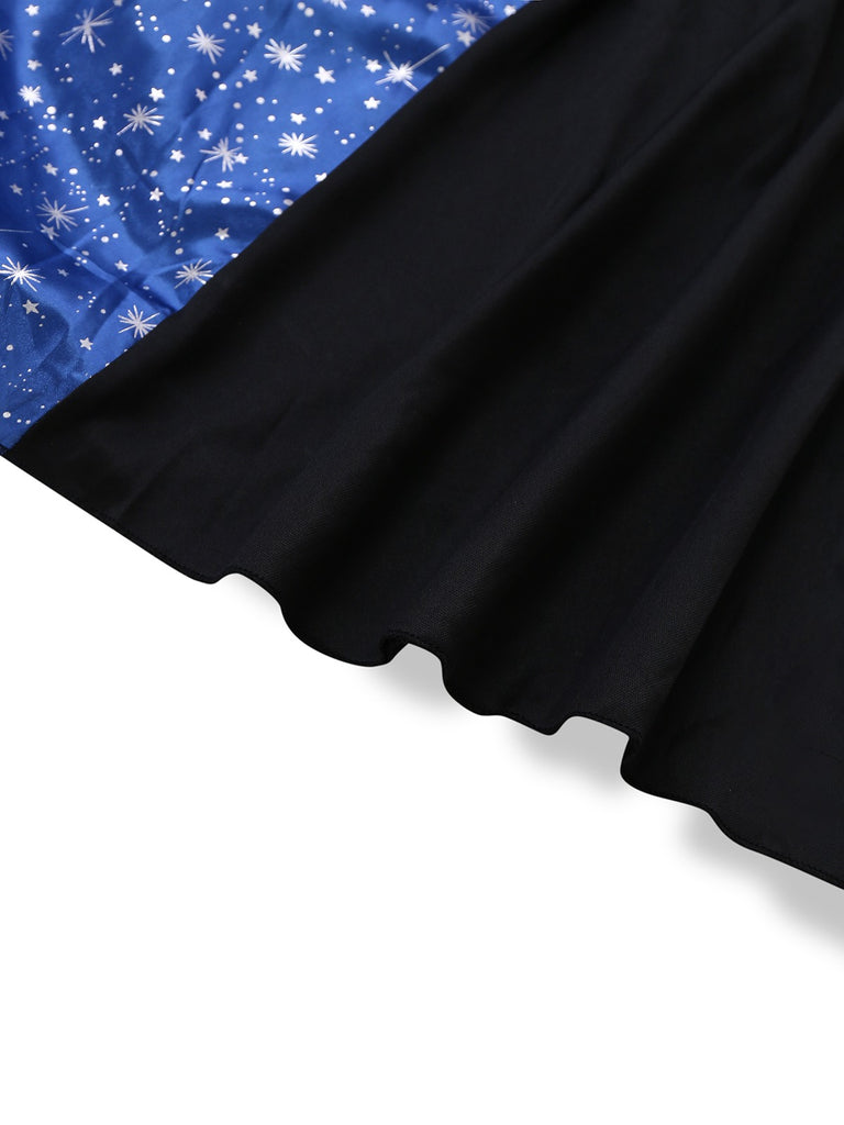 Black & Blue 1930s Witch Lace-Up Hooded Dress - vintage dress, retro fashion, classic black
