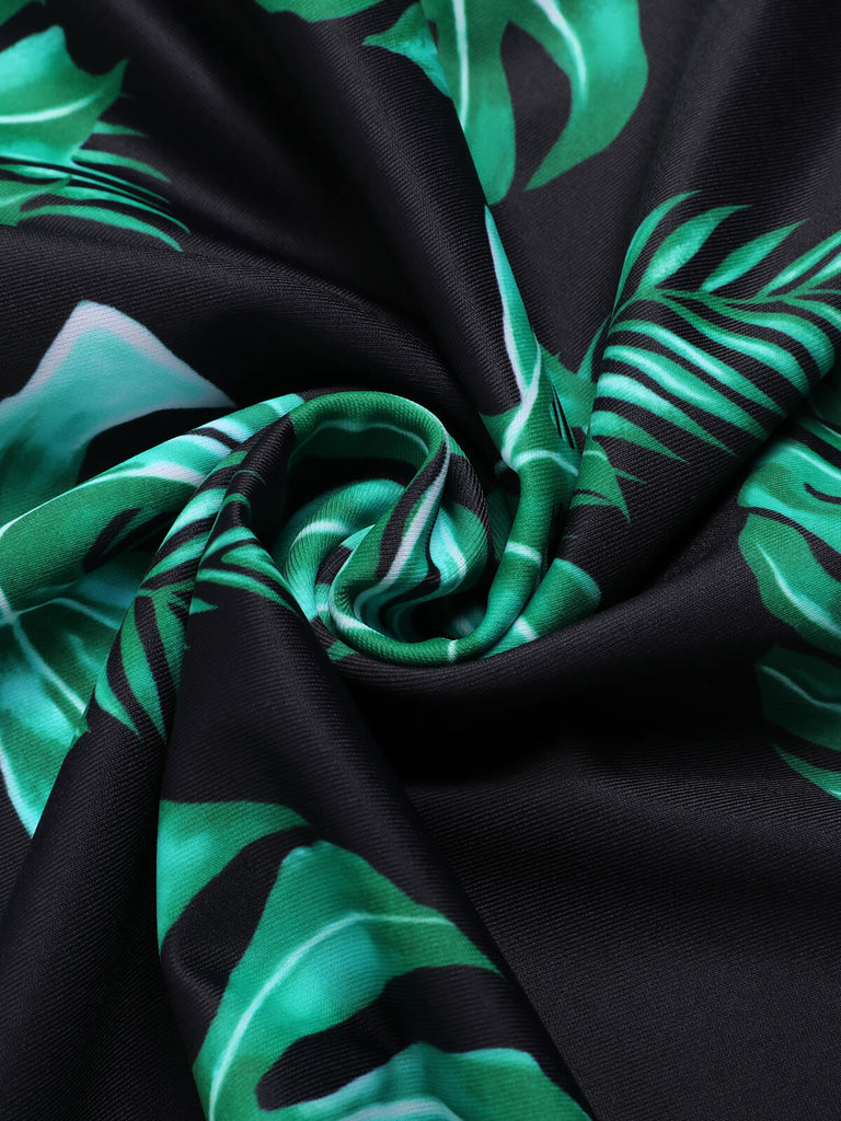 Black & Green 1950s Tropical Skirted Swimsuit, vintage skirt, retro style - perfect for women who love vintage and retro fashion