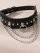 Black Leather Gothic Necklace with Spikes, vintage fashion, retro style - perfect for women who love vintage and retro fashion