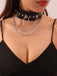 Black Leather Gothic Necklace with Spikes, vintage fashion, retro style - perfect for women who love vintage and retro fashion