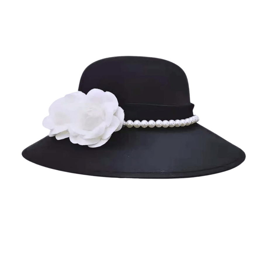 Black Pearls Flowers Solid Hat: timeless style reimagined