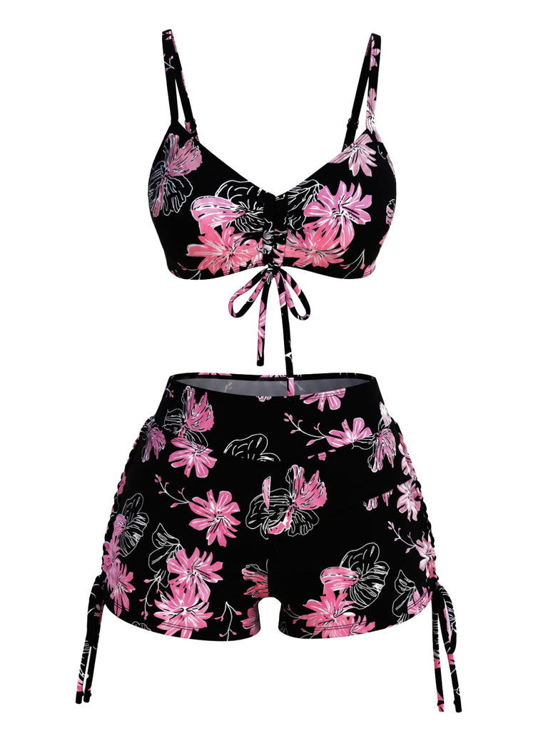 Pink & Black 1940s Tankini 3