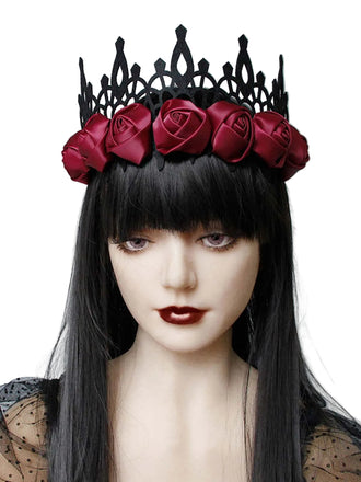 Black & Red Halloween Roses Crown Headband: timeless style reimagined