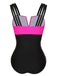This Black & Rose Red 1960s Color Block Swimsuit carries 1960s vacation dreams in every stitch