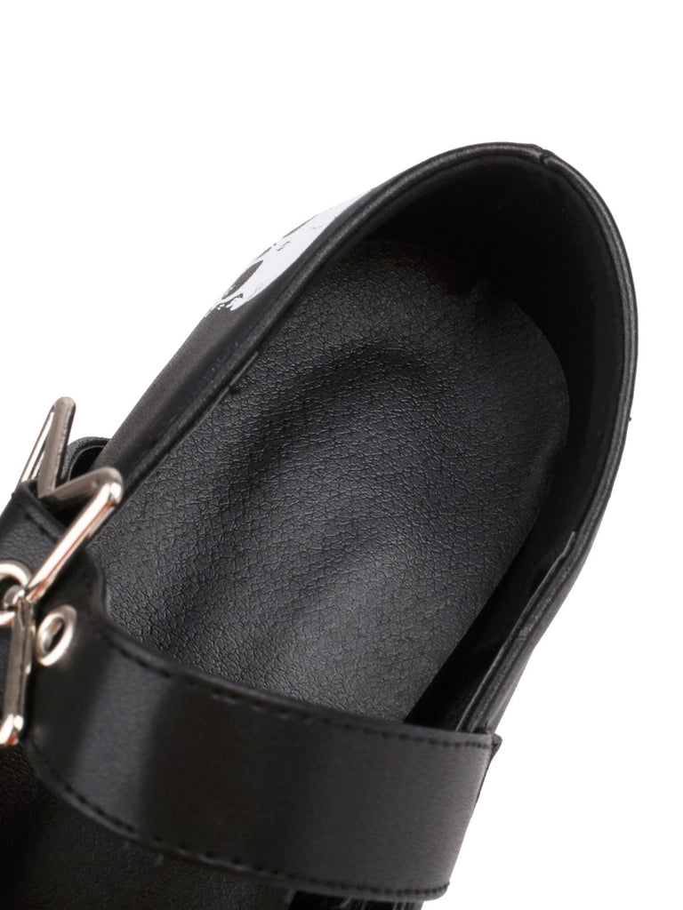 Black Skull Buckle Strap Platform Chunky Shoes: timeless vintage elegance she makes her own