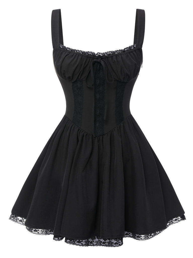 Solid Sleeveless Lace Mini Dress | vintage dress, retro fashion