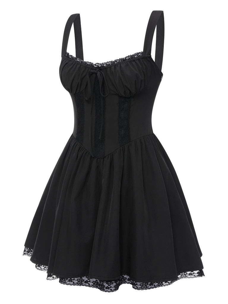 Solid Sleeveless Lace Mini Dress | vintage dress, retro fashion