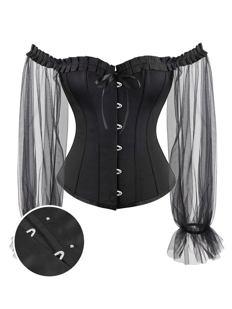 Black Steampunk Ruffle Off-Shoulder Corset: timeless style reimagined