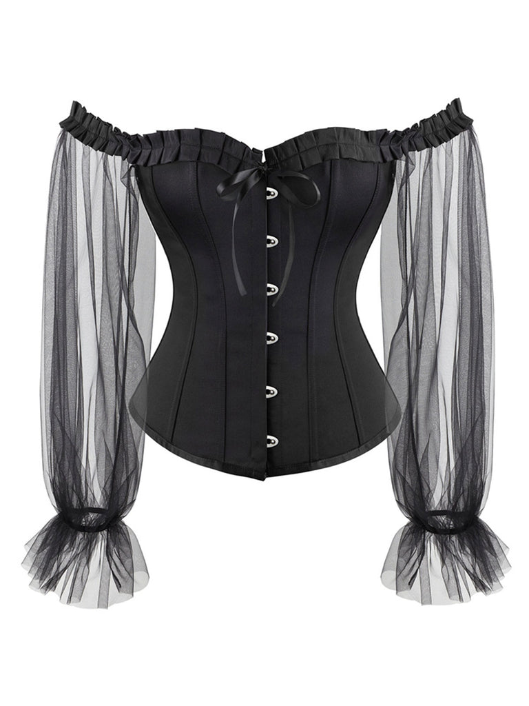 Black Steampunk Ruffle Off-Shoulder Corset — vintage elegance for the modern woman