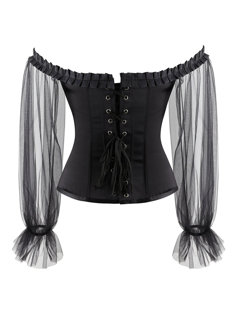 Black Steampunk Ruffle Off-Shoulder Corset: timeless style reimagined