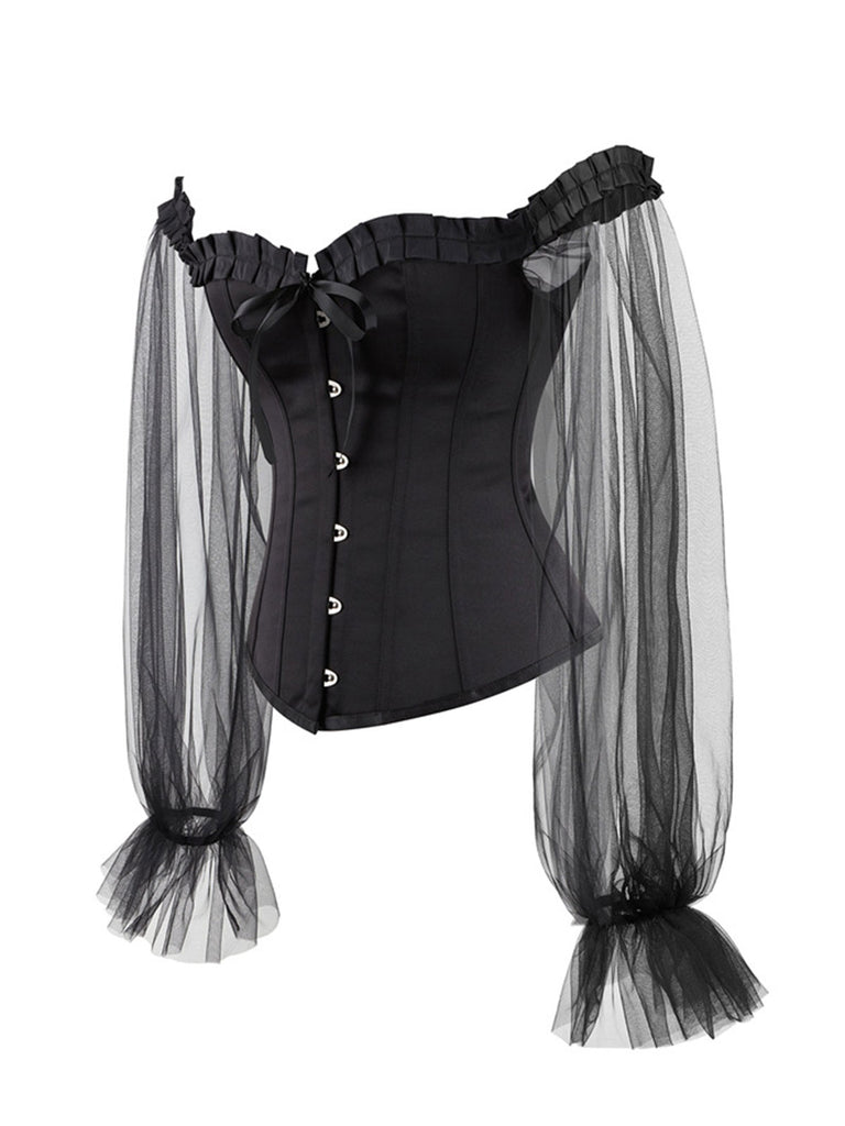 Black Steampunk Ruffle Off-Shoulder Corset — vintage elegance for the modern woman