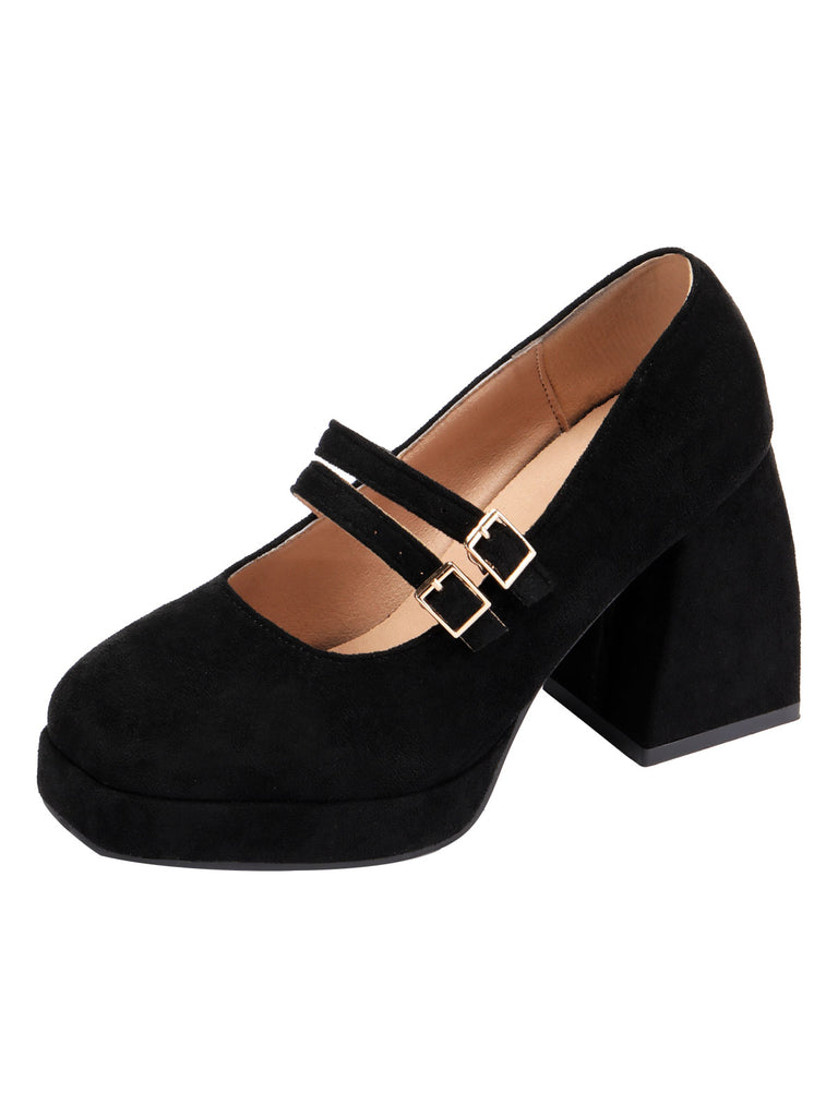 Black Vintage Velvet Tapered Mid Heels Shoes, vintage shoes, retro heels - perfect for women who love vintage and retro fashion