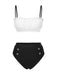 Black & White 1930s Colorblock Lace Bikini Set - vintage fashion, retro style, classic black