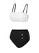 Black & White 1930s Colorblock Lace Bikini Set - vintage fashion, retro style, classic black