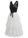 [Pre-Sale] Black & White 1940s Polka Dot Chiffon Tiered Ruffle Dress, vintage dress, retro fashion - perfect for women who love vintage and retro fashion