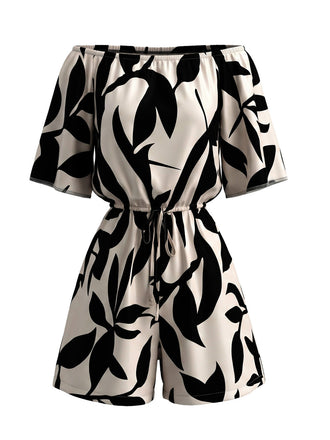 Beige 1950s Floral Vintage Classic Romper