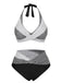 Black & White 1950s Polka Dot Halter Swimsuit, vintage swimsuit, pin-up swimwear - perfect for women who love vintage and retro fashion