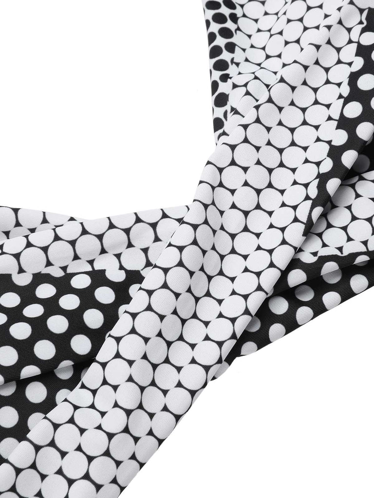 Black & White 1950s Polka Dot Halter Swimsuit, vintage swimsuit, pin-up swimwear - perfect for women who love vintage and retro fashion
