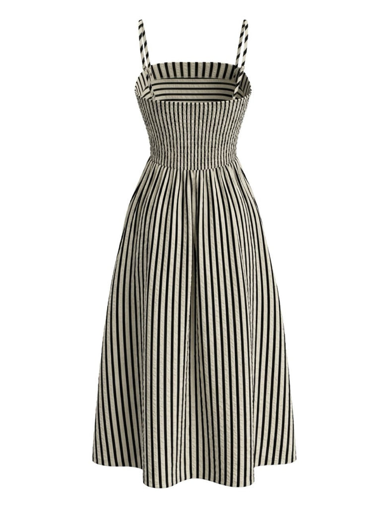 Black White 1950s Spaghetti Strap Long Dress - vintage dress, retro fashion, rockabilly