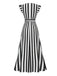 [Pre-Sale] Black White 1950s V-Neck Ruffle Belted Swing Dress, vintage dress, retro fashion, rockabilly, pin-up fashion - perfect for women who love vintage and retro fashion