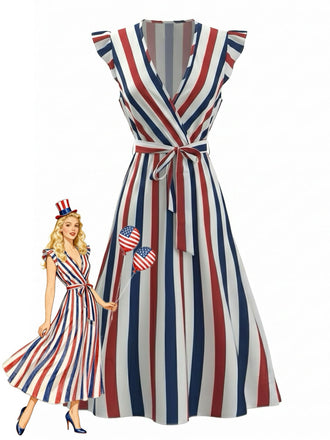 [Pre-Sale] Black White 1950s V-Neck Ruffle Belted Swing Dress, vintage dress, retro fashion, rockabilly, pin-up fashion - perfect for women who love vintage and retro fashion