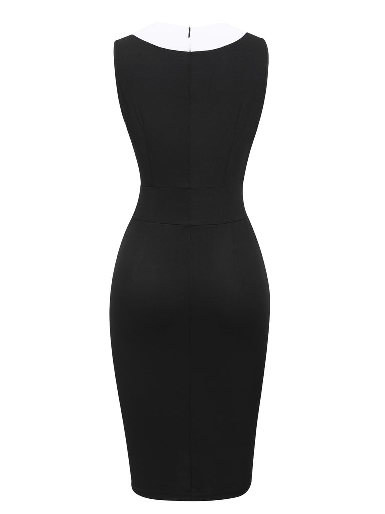Black & White 1960s Button V-Neck Patchwork Dress, vintage dress, retro fashion - perfect for women who love vintage and retro fashion
