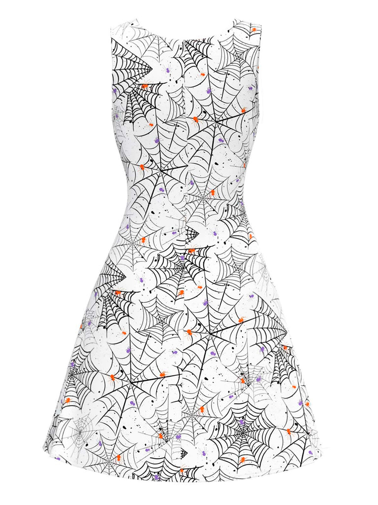 Black & White 1960s Horror Spider Web Dress - vintage dress, retro fashion, classic black