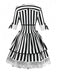 Black & White 1970s Lace Patchwork Stripe Dress - vintage dress, retro fashion, classic black