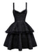 Black 1950s Gothic Lace Panel Bow Tie Lace-up Dress - vintage dress, retro fashion, rockabilly
