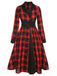 Black&Red 1950s Gingham Plaid Button Lapel Dress, vintage dress, retro fashion, rockabilly, pin-up fashion - perfect for women who love vintage and retro fashion