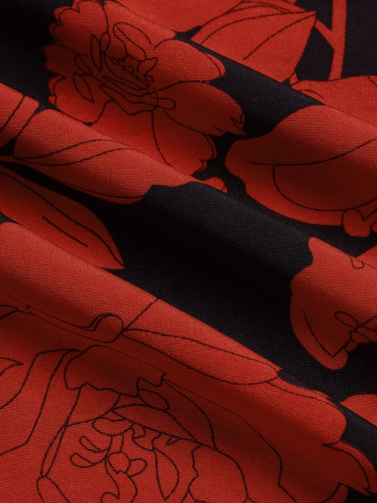 Black&Red 1980s Floral Long Sleeves Top&Skirt, vintage skirt, retro style - perfect for women who love vintage and retro fashion