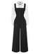 Black&White 1930s Bow Ruffled Collar Jumpsuit - vintage jumpsuit, retro fashion, classic black