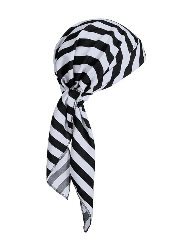 Black&White 1960s Striped Skirt With Headscarf - vintage skirt, retro style, classic black