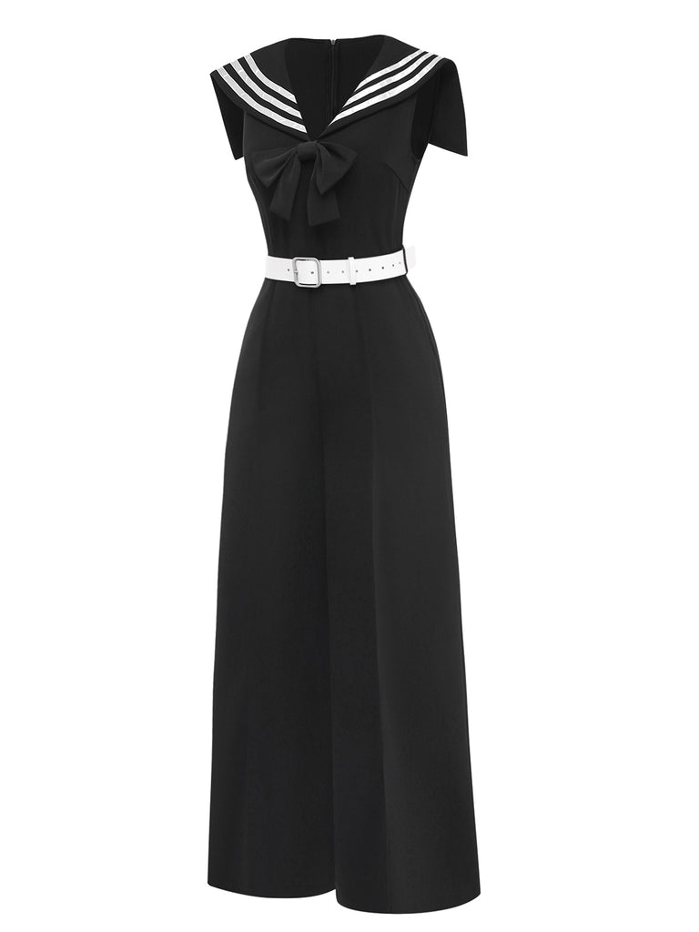 Black dress with white accents on a white background