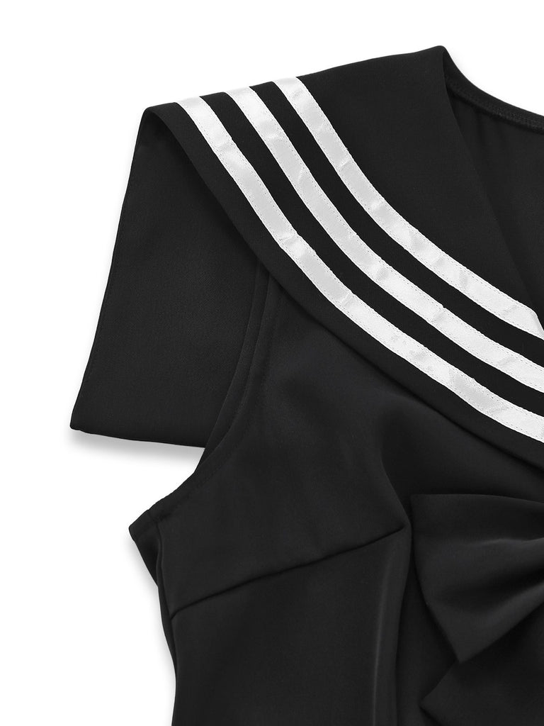 Black garment with white stripes on a white background