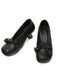 Retro Bow PU Round-Toe Chunky Heel Shoes