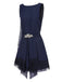 Blue 1920s Lace Patchwork Rhinestone Dress - vintage dress, retro fashion, Gatsby party