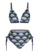 Blue 1930s Ancient Fan Lace-Up Bikini Set, vintage swimsuit, pin-up swimwear - perfect for women who love vintage and retro fashion