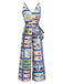 She's wearing Blue 1930s Beach Print Sleeveless Jumpsuit and the whole beach remembers the 1930s