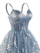 Blue 1930s Floral Halter Mesh Dress 4