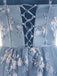Blue 1930s Floral Halter Mesh Dress 6