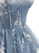 Blue 1930s Floral Halter Mesh Dress 7