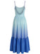Blue 1930s Spaghetti Strap Cutout Ombre Maxi Dress - vintage dress, retro fashion for vintage lovers