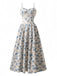 Blue 1930s Floral Spaghetti Strap Maxi Dress - vintage dress, retro fashion