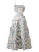 Blue 1930s Floral Spaghetti Strap Maxi Dress - vintage dress, retro fashion