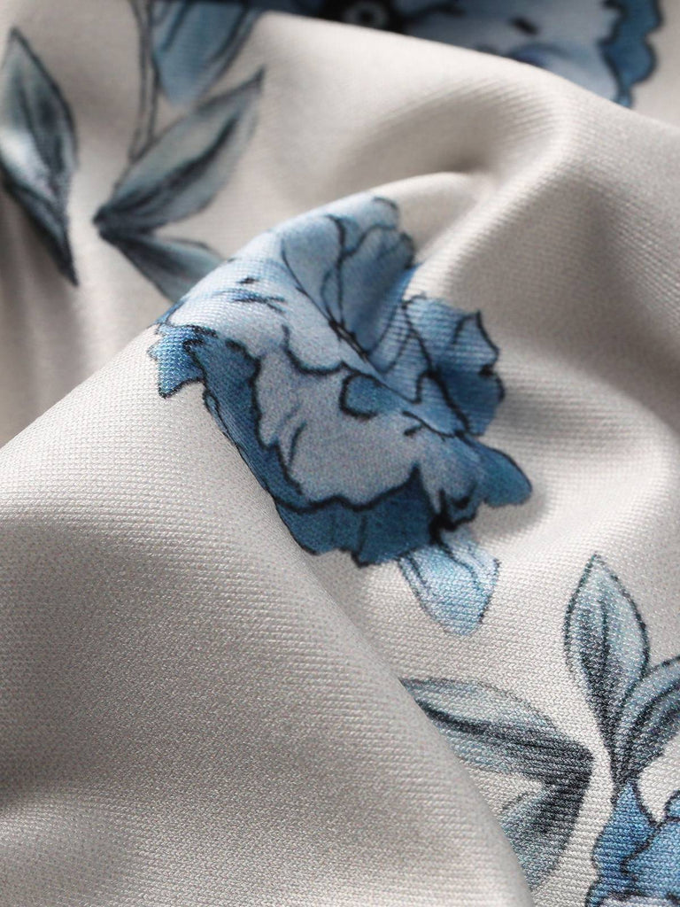 Blue 1930s Floral Spaghetti Strap Maxi Dress - vintage dress, retro fashion