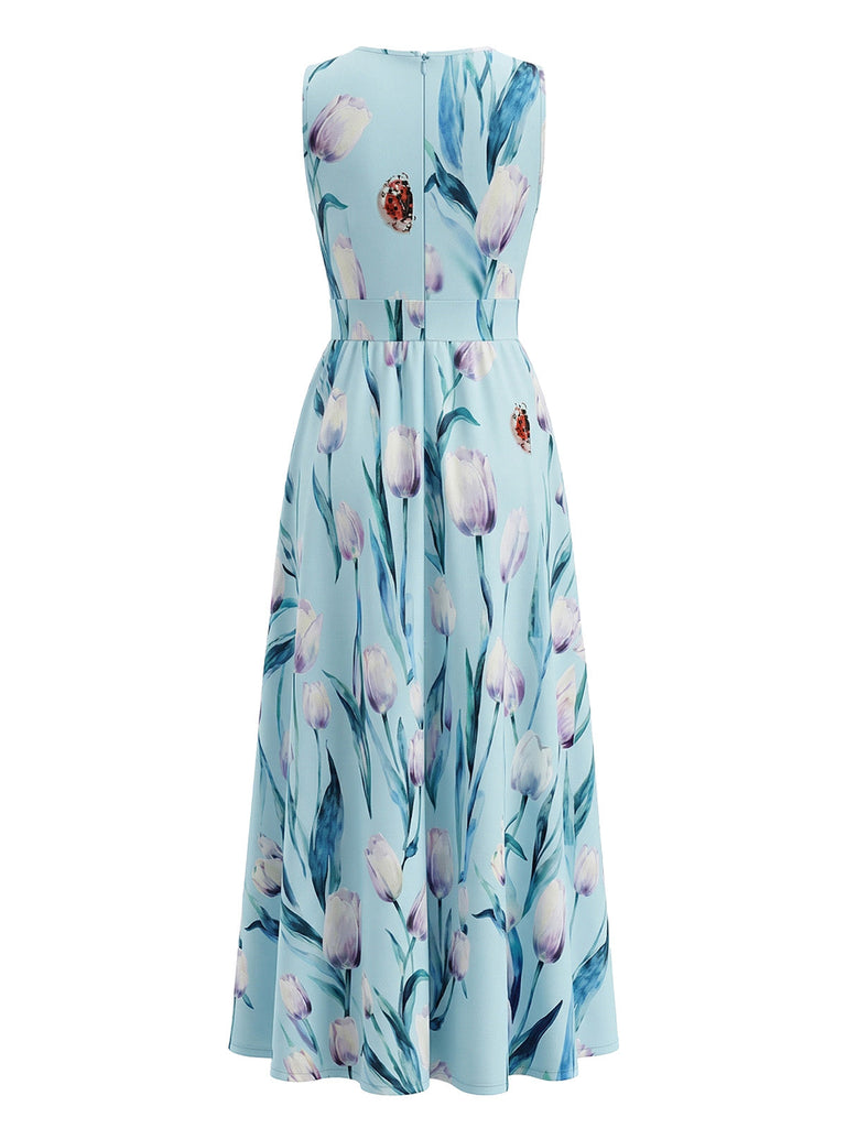 Blue 1930s Vintage Maxi Dress 2