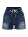 She finds her 1930s story in this Blue 1930s Ripped Denim Shorts