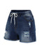 Blue 1930s Ripped Denim Shorts: timeless 1930s elegance she makes her own